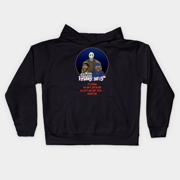 Friday the 13th Crossover Featuring Craig, Smokey, and Jason V2 Kids Hoodie by DemBoysTees